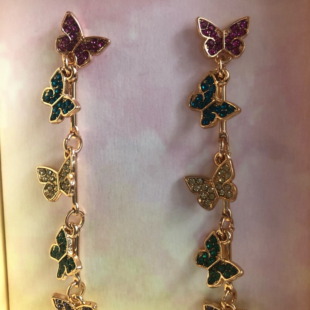 NIB C&C CALIFORNIA RHINESTONE BUTTERFLY EARRINGS - Picture 10 of 12